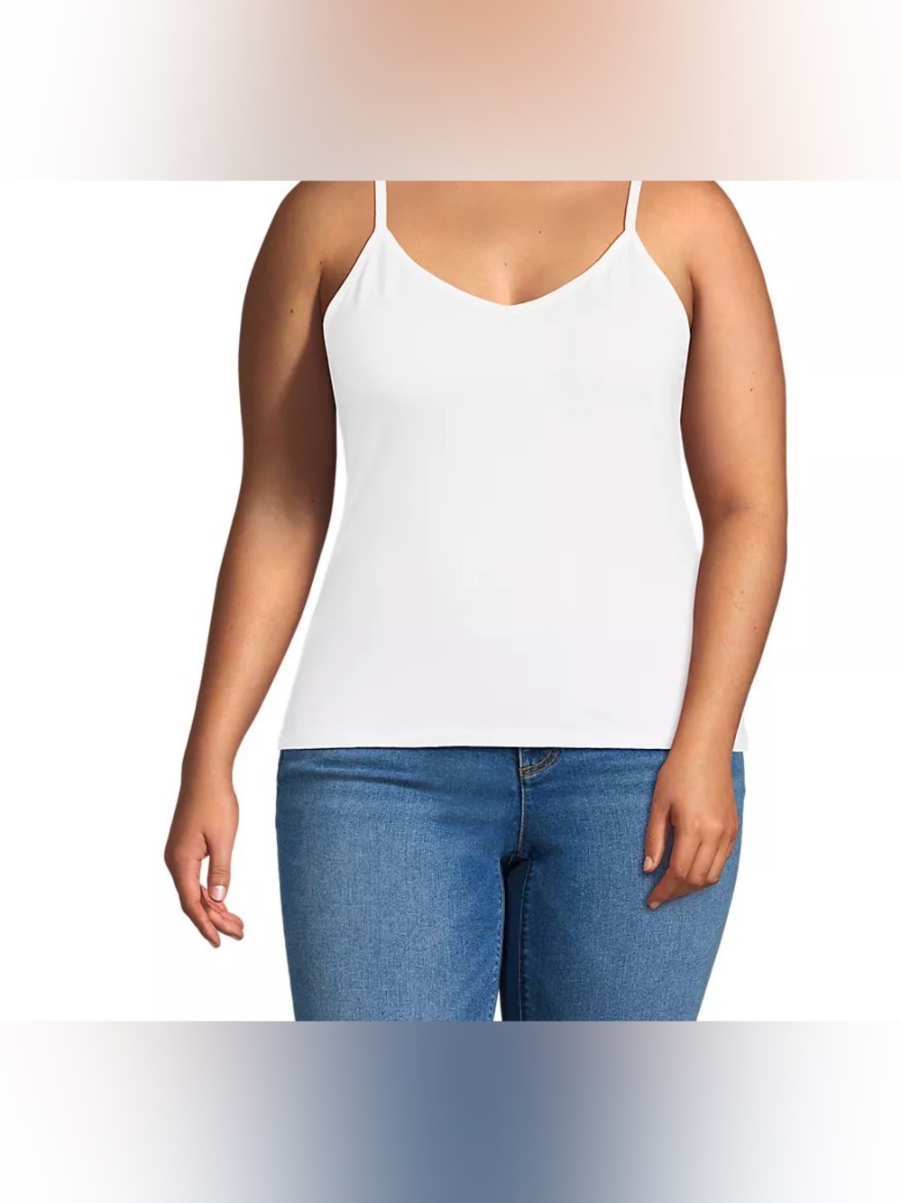 Lands End Women's Plus Size Cooling V-neck Camisole 1X 16W-18W set of 5